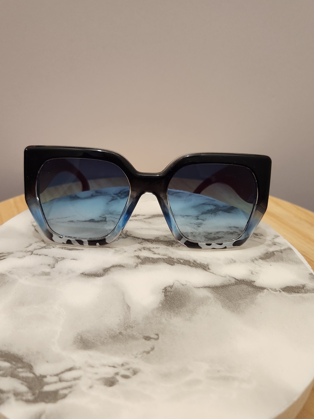 Oversized Gradient Black to Blue Women's Sunglasses